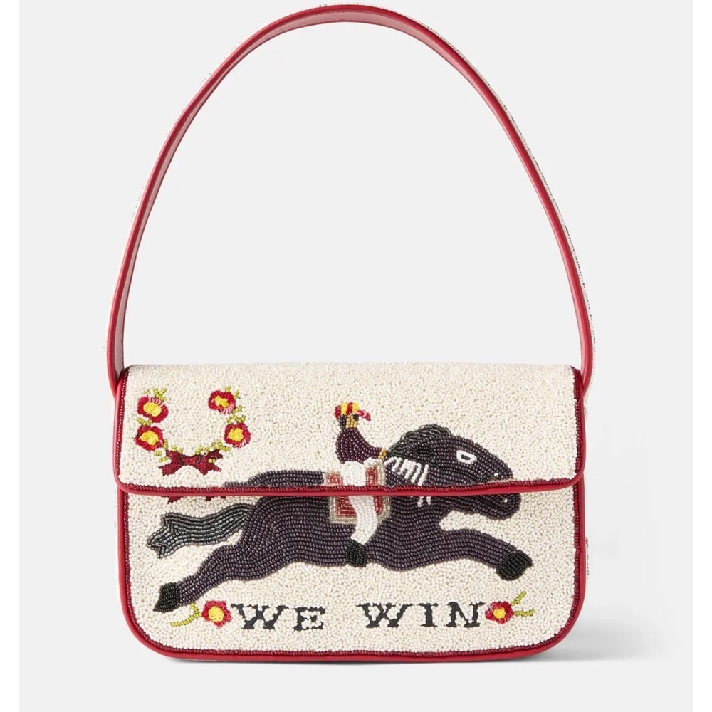Staud Tommy Horse Graphics Glass Bead Shoulder Bag-Kentucky Derby Ready!